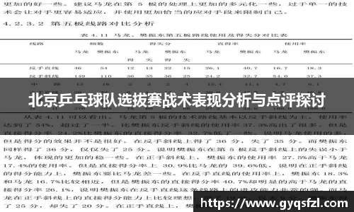 北京乒乓球队选拔赛战术表现分析与点评探讨