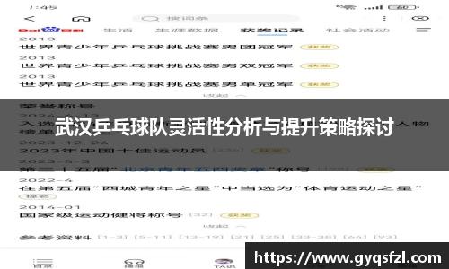 武汉乒乓球队灵活性分析与提升策略探讨